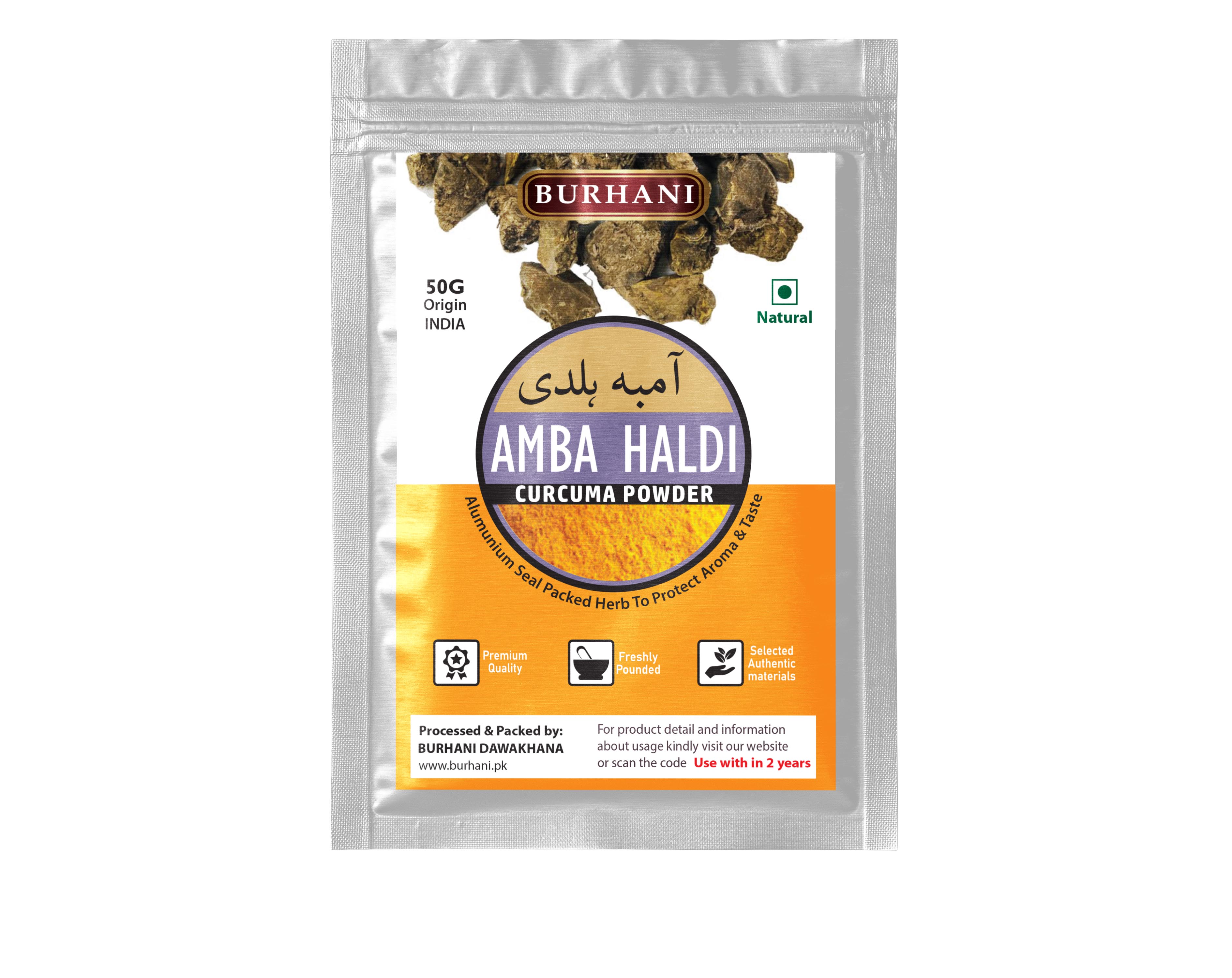 Burhani Curcuma Powder -Amba Haldi Grounded Pack 50gm